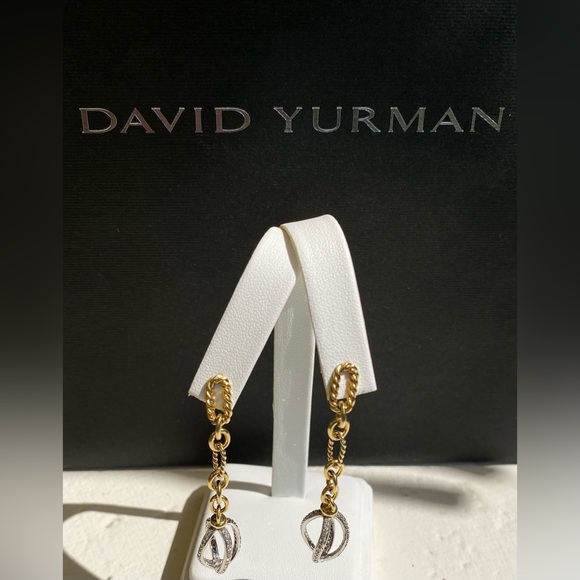 DAVID YURMAN Rare 18K Diamond Lantana Figaro Chain Earrings 💎💎💎 - Picture 5 of 13